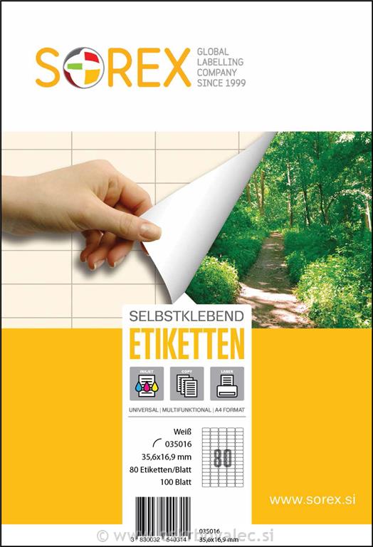 Etikete Sorex 35,6x16,9mm 100pol/škt bel