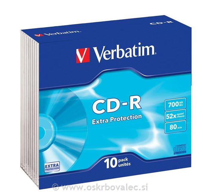 CD-R 700MB 52x slim VERBATIM 10kos/škt