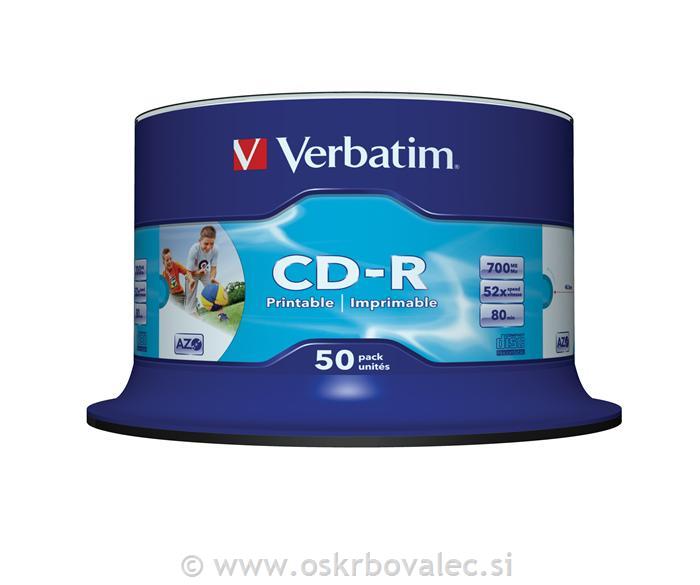 CD-R 700MB 52x print VERBATIM 50kos/osi
