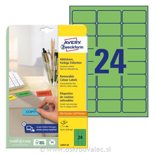 Etiketa L6033 63,5x33,9 20/1 zelena