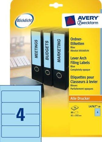 Etikete za registrator L4767 20/1 modre