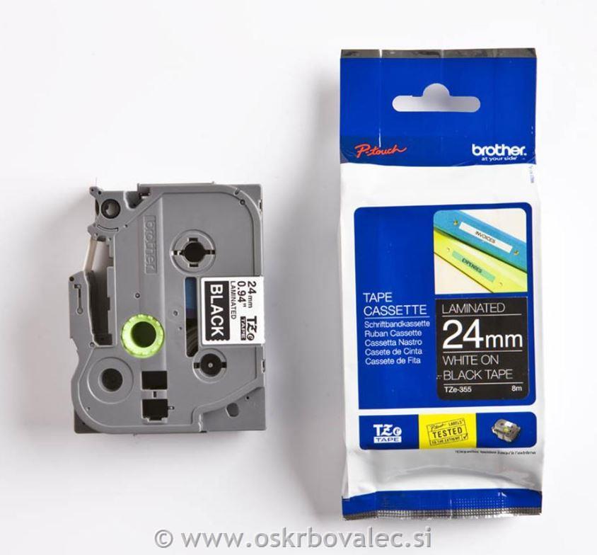 Trak za P-TOUCH 24mm TZE355 črno/bel