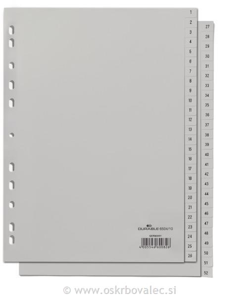 Ločilni listi A4 PP 1-52