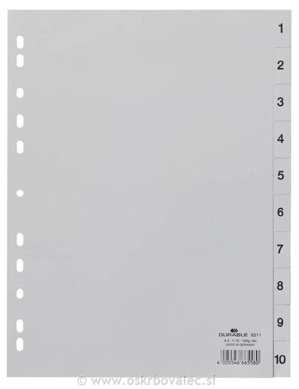 Ločilni listi A4 PP 1-10