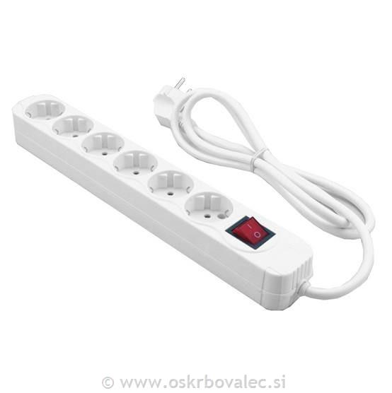 Podaljšek 6 vtičnic 5m kabla